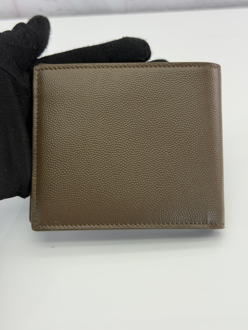 Saint Laurent Paris Brown Textured Leather Bi-Fold Wallet - Picture 3 of 10